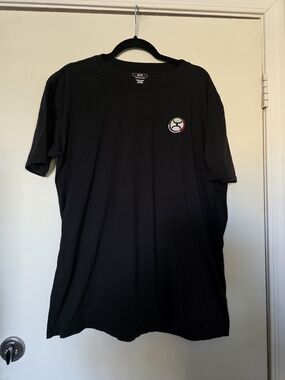 Hooey Black Short Sleeve Tee with Small Multicolor Chest Patch
